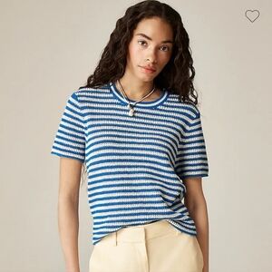 J Crew Striped Crewneck T-Shirt Blue White Size Small